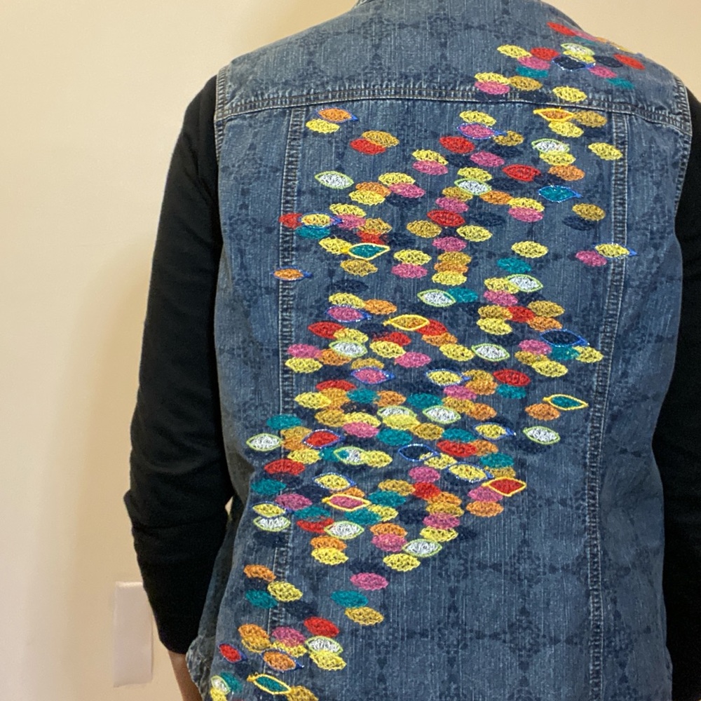 Embroidered Jean Patterned Vest - Picture 2 of 8